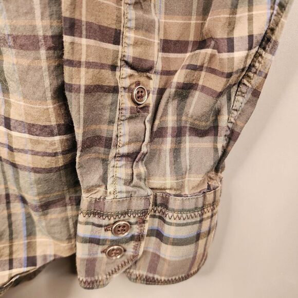 Bugatchi Men's Button Down Shirt Plaid Long‎ Sleeve Medium Green Western - Picture 5 of 11